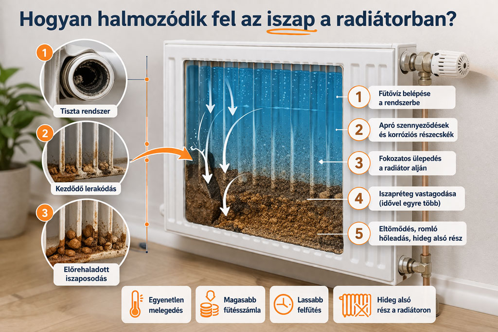 Iszap a fűtésrendszerben